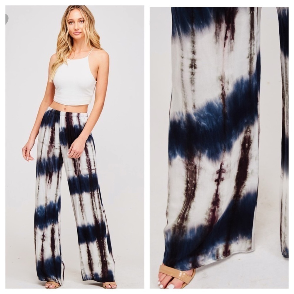 NAVY Tie Dye Striped Wide Leg Pants